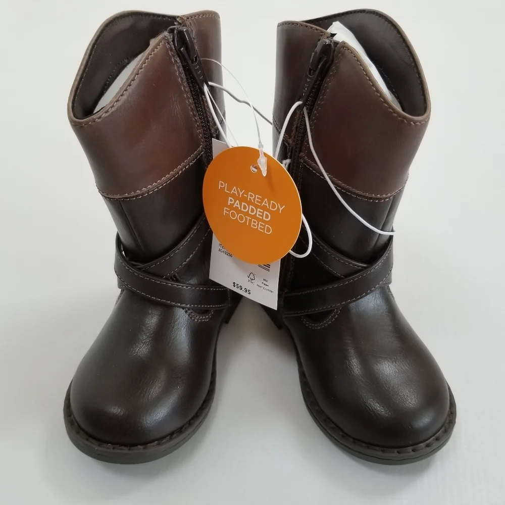Gymboree Buckle Tall Boots Faux Leather Size 6 Toddler NWT